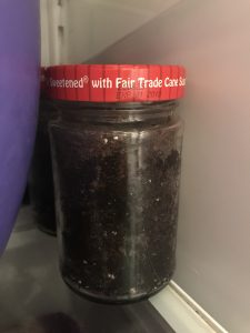jar with lid on inside the fridge